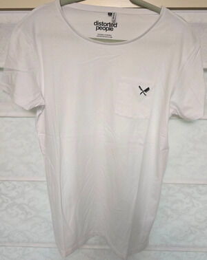 Distorted People Classic Pocket Grand Crew Neck Mens M White Barber Butcher NWOT